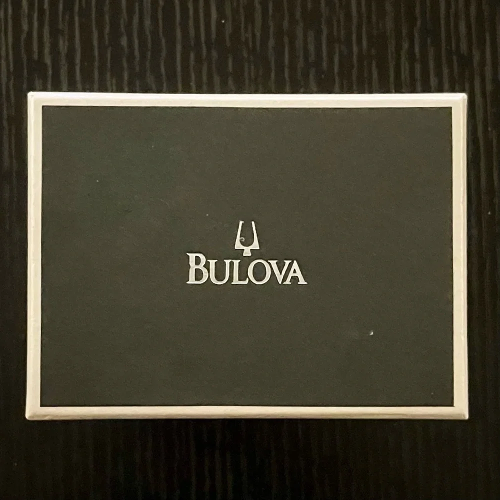 Bulova Swarovski Watch Silver Black Dial